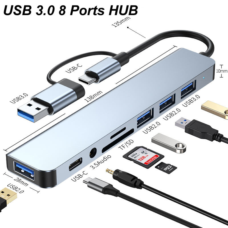 Usb Hub Type C - Hub USB Tipo-C 3.0 8 em
