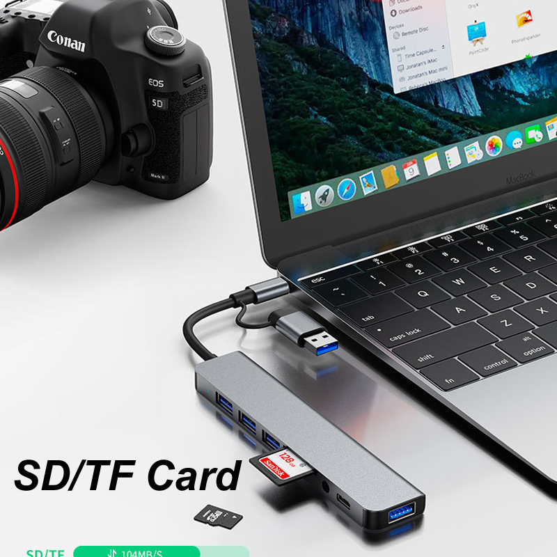 Hub USB Tipo-C 3.0 8 em 1 com  - Usb Hub Type C avaliação e preço